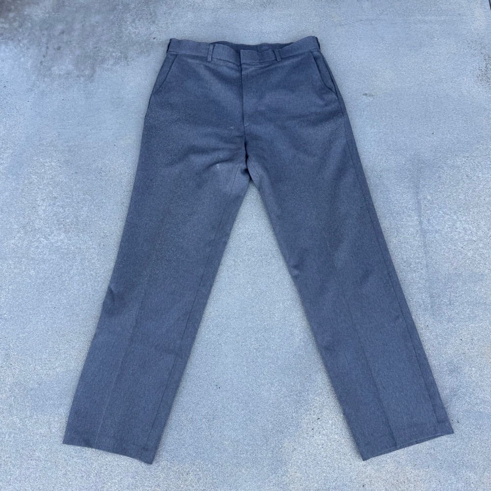 Vintage Levi's Action Slacks Mens Gray Polyester Trousers W34 L32 Made in USA